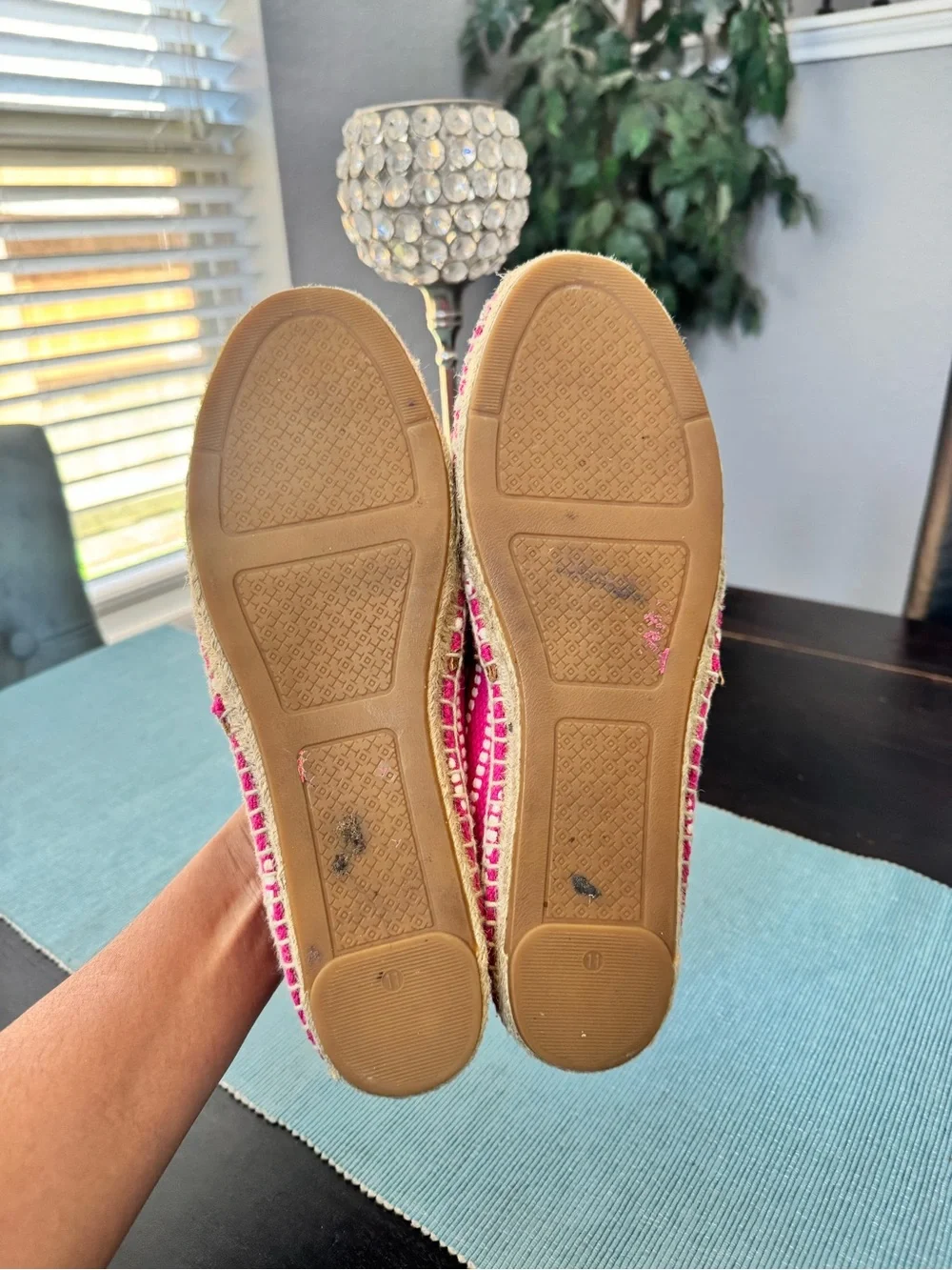 Tory Burch Pink Woven Espadrille Flats size 11